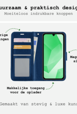 BASEY. Hoes Geschikt voor Samsung A16 Hoesje Bookcase Hoes Flip Case Book Cover Met Screenprotector - Hoesje Geschikt voor Samsung Galaxy A16 Hoes Book Case Hoesje - Donkerblauw