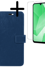 BASEY. Hoes Geschikt voor Samsung A16 Hoesje Bookcase Hoes Flip Case Book Cover Met Screenprotector - Hoesje Geschikt voor Samsung Galaxy A16 Hoes Book Case Hoesje - Donkerblauw