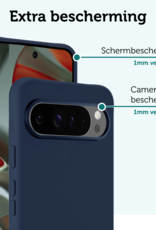 Forterra Hoesje Geschikt voor Google Pixel 9 Pro Hoesje Siliconen Case Hoes Met Screenprotector - Hoes Geschikt voor Google Pixel 9 Pro Hoes Cover Case - Donkerblauw