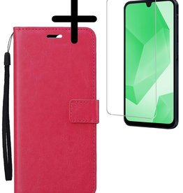 BASEY. BASEY. Samsung Galaxy A16 Hoesje Bookcase Met Screenprotector - Donkerroze