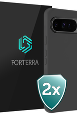 Forterra Hoesje Geschikt voor Google Pixel 9 Pro Hoesje Siliconen Case Hoes - Hoes Geschikt voor Google Pixel 9 Pro Hoes Cover Case - Zwart - 2 PACK