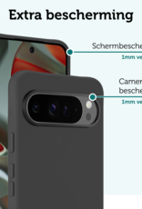 Forterra Hoesje Geschikt voor Google Pixel 9 Pro Hoesje Siliconen Case Hoes - Hoes Geschikt voor Google Pixel 9 Pro Hoes Cover Case - Zwart - 2 PACK