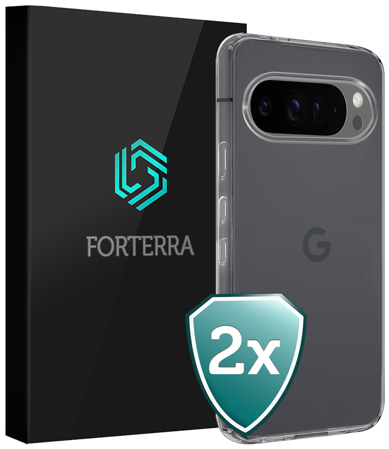 Forterra Hoesje Geschikt voor Google Pixel 9 Pro Hoesje Siliconen Case Hoes - Hoes Geschikt voor Google Pixel 9 Pro Hoes Cover Case - Transparant - 2 PACK