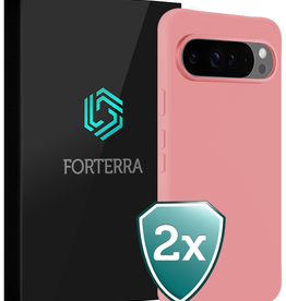 Forterra Forterra Google Pixel 9 Pro Hoesje Siliconen - Lichtroze - 2 PACK
