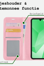 BASEY. Hoes Geschikt voor Samsung A16 Hoesje Bookcase Hoes Flip Case Book Cover Met Screenprotector - Hoesje Geschikt voor Samsung Galaxy A16 Hoes Book Case Hoesje - Lichtroze