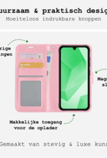 BASEY. Hoes Geschikt voor Samsung A16 Hoesje Bookcase Hoes Flip Case Book Cover Met Screenprotector - Hoesje Geschikt voor Samsung Galaxy A16 Hoes Book Case Hoesje - Lichtroze