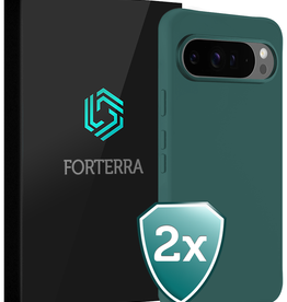 Forterra Forterra Google Pixel 9 Pro Hoesje Siliconen - Donkergroen - 2 PACK