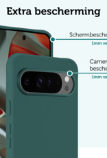 Forterra Hoesje Geschikt voor Google Pixel 9 Pro Hoesje Siliconen Case Hoes - Hoes Geschikt voor Google Pixel 9 Pro Hoes Cover Case - Donkergroen - 2 PACK