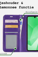 BASEY. Hoes Geschikt voor Samsung A16 Hoesje Bookcase Hoes Flip Case Book Cover Met Screenprotector - Hoesje Geschikt voor Samsung Galaxy A16 Hoes Book Case Hoesje - Paars