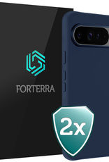 Forterra Hoesje Geschikt voor Google Pixel 9 Pro Hoesje Siliconen Case Hoes - Hoes Geschikt voor Google Pixel 9 Pro Hoes Cover Case - Donkerblauw - 2 PACK