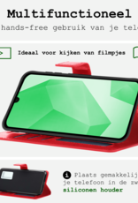 BASEY. Hoes Geschikt voor Samsung A16 Hoesje Bookcase Hoes Flip Case Book Cover Met Screenprotector - Hoesje Geschikt voor Samsung Galaxy A16 Hoes Book Case Hoesje - Rood