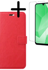 BASEY. Hoes Geschikt voor Samsung A16 Hoesje Bookcase Hoes Flip Case Book Cover Met Screenprotector - Hoesje Geschikt voor Samsung Galaxy A16 Hoes Book Case Hoesje - Rood