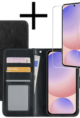 NoXx Hoes Geschikt voor Samsung S24 FE Hoesje Book Case Hoes Flip Cover Wallet Bookcase Met Screenprotector - Zwart