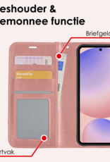 NoXx Hoes Geschikt voor Samsung S24 FE Hoesje Book Case Hoes Flip Cover Wallet Bookcase Met Screenprotector - Rosé goud