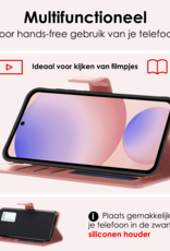 NoXx Hoes Geschikt voor Samsung S24 FE Hoesje Book Case Hoes Flip Cover Wallet Bookcase Met Screenprotector - Rosé goud