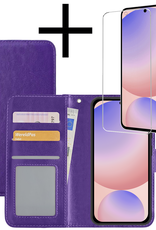 NoXx Hoes Geschikt voor Samsung S24 FE Hoesje Book Case Hoes Flip Cover Wallet Bookcase Met Screenprotector - Paars