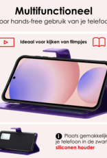 NoXx Hoes Geschikt voor Samsung S24 FE Hoesje Book Case Hoes Flip Cover Wallet Bookcase Met Screenprotector - Paars