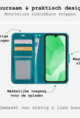 BASEY. Hoes Geschikt voor Samsung A16 Hoesje Bookcase Hoes Flip Case Book Cover Met Screenprotector - Hoesje Geschikt voor Samsung Galaxy A16 Hoes Book Case Hoesje - Turquoise
