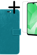 BASEY. Hoes Geschikt voor Samsung A16 Hoesje Bookcase Hoes Flip Case Book Cover Met Screenprotector - Hoesje Geschikt voor Samsung Galaxy A16 Hoes Book Case Hoesje - Turquoise