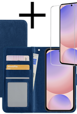 NoXx Hoes Geschikt voor Samsung S24 FE Hoesje Book Case Hoes Flip Cover Wallet Bookcase Met Screenprotector - Donkerblauw
