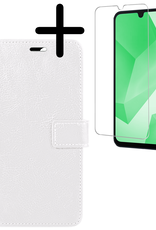 BASEY. Hoes Geschikt voor Samsung A16 Hoesje Bookcase Hoes Flip Case Book Cover Met Screenprotector - Hoesje Geschikt voor Samsung Galaxy A16 Hoes Book Case Hoesje - Wit