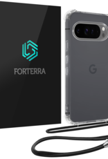 Forterra Hoesje Geschikt voor Google Pixel 9 Pro Hoesje Siliconen Shock Proof Hoesje Met Koord Case Met Telefoonkoord - Hoes Geschikt voor Google Pixel 9 Pro Hoesje Cover Shockproof Met Koord - Transparant
