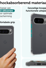 Forterra Hoesje Geschikt voor Google Pixel 9 Pro Hoesje Siliconen Shock Proof Case Hoes Met 2x Screenprotector - Hoes Geschikt voor Google Pixel 9 Pro Hoes Cover Case Shockproof - Transparant