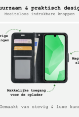 BASEY. Hoes Geschikt voor Samsung A16 Hoesje Bookcase Hoes Flip Case Book Cover Met Screenprotector - Hoesje Geschikt voor Samsung Galaxy A16 Hoes Book Case Hoesje - Zwart