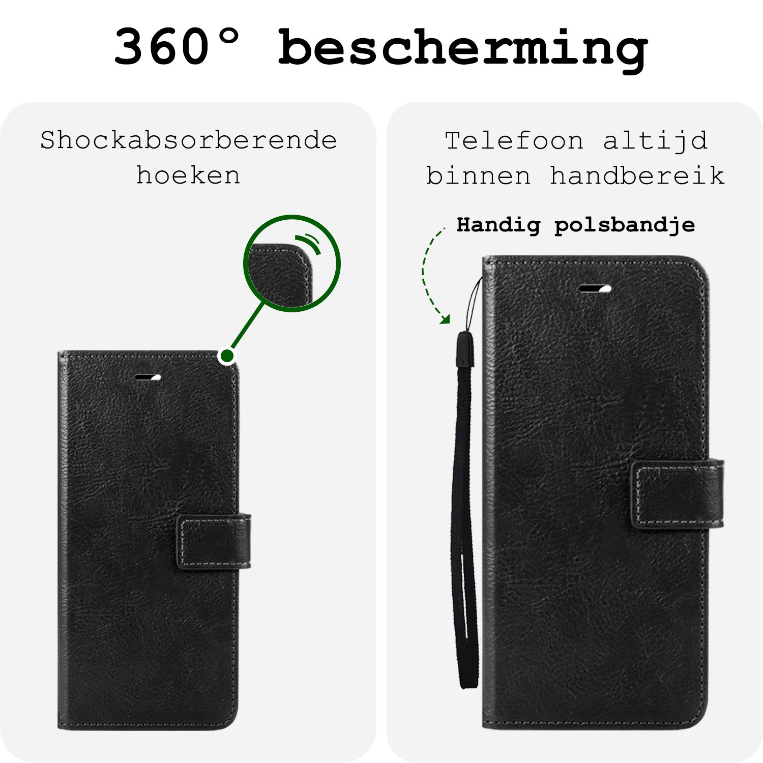 BASEY. Hoes Geschikt voor Samsung A16 Hoesje Bookcase Hoes Flip Case Book Cover Met Screenprotector - Hoesje Geschikt voor Samsung Galaxy A16 Hoes Book Case Hoesje - Zwart