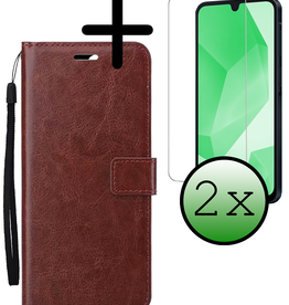 BASEY. BASEY. Samsung Galaxy A16 Hoesje Bookcase Met 2x Screenprotector - Bruin