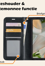Nomfy Hoesje Geschikt voor Google Pixel 9 Pro Hoesje Book Case Hoes Portemonnee Cover Walletcase Met 2x Screenprotector - Hoes Geschikt voor Google Pixel 9 Pro Hoes Bookcase Hoesje - Zwart