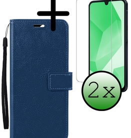 BASEY. BASEY. Samsung Galaxy A16 Hoesje Bookcase Met 2x Screenprotector - Donkerblauw