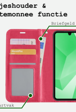 BASEY. Hoes Geschikt voor Samsung A16 Hoesje Bookcase Hoes Flip Case Book Cover Met 2x Screenprotector - Hoesje Geschikt voor Samsung Galaxy A16 Hoes Book Case Hoesje - Donkerroze