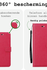 BASEY. Hoes Geschikt voor Samsung A16 Hoesje Bookcase Hoes Flip Case Book Cover Met 2x Screenprotector - Hoesje Geschikt voor Samsung Galaxy A16 Hoes Book Case Hoesje - Donkerroze