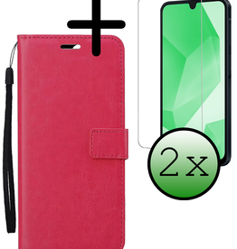 BASEY. BASEY. Samsung Galaxy A16 Hoesje Bookcase Met 2x Screenprotector - Donkerroze