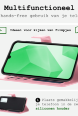 BASEY. Hoes Geschikt voor Samsung A16 Hoesje Bookcase Hoes Flip Case Book Cover Met 2x Screenprotector - Hoesje Geschikt voor Samsung Galaxy A16 Hoes Book Case Hoesje - Lichtroze