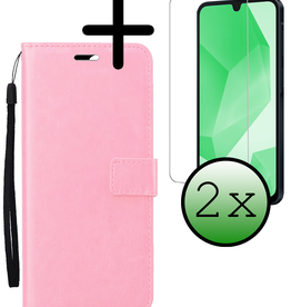 BASEY. BASEY. Samsung Galaxy A16 Hoesje Bookcase Met 2x Screenprotector - Lichtroze
