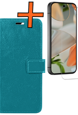 Nomfy Hoesje Geschikt voor Google Pixel 9 Pro Hoesje Book Case Hoes Portemonnee Cover Walletcase Met Screenprotector - Hoes Geschikt voor Google Pixel 9 Pro Hoes Bookcase Hoesje - Turquoise