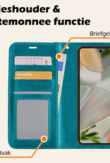 Nomfy Hoesje Geschikt voor Google Pixel 9 Pro Hoesje Book Case Hoes Portemonnee Cover Walletcase Met Screenprotector - Hoes Geschikt voor Google Pixel 9 Pro Hoes Bookcase Hoesje - Turquoise