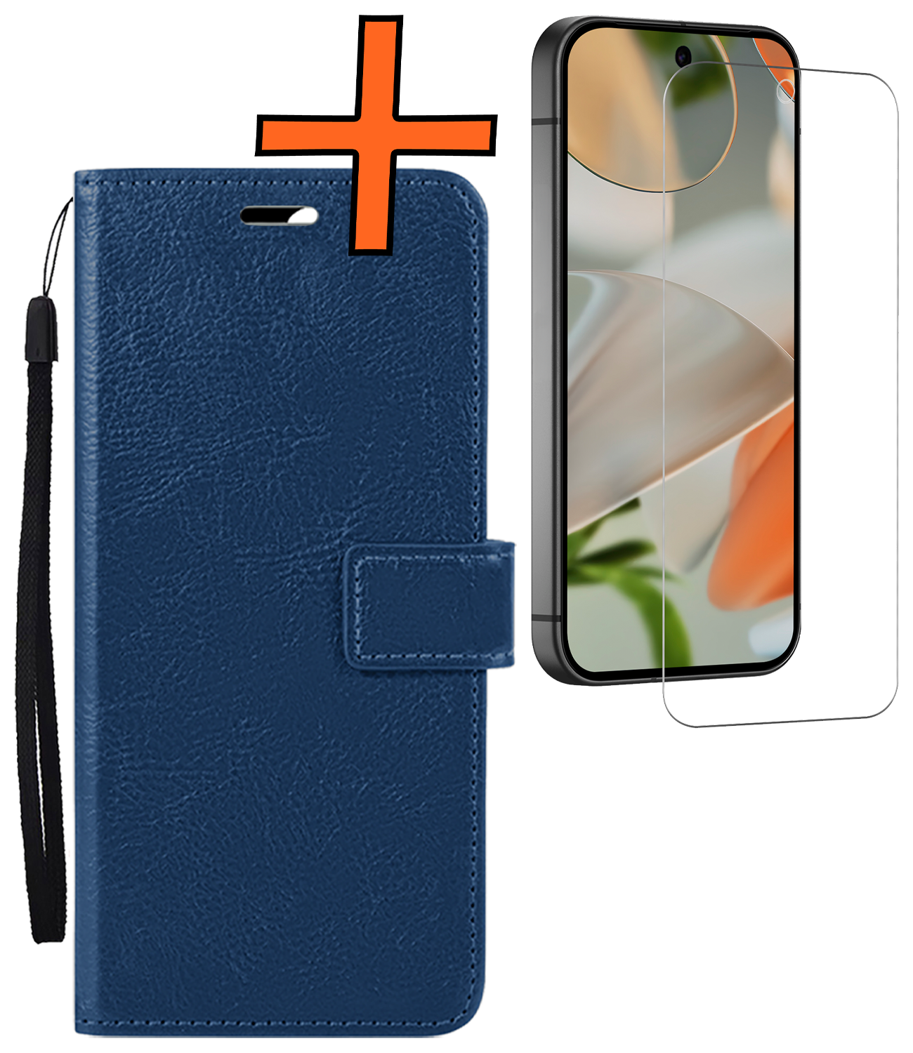 Nomfy Hoesje Geschikt voor Google Pixel 9 Pro Hoesje Book Case Hoes Portemonnee Cover Walletcase Met Screenprotector - Hoes Geschikt voor Google Pixel 9 Pro Hoes Bookcase Hoesje - Donkerblauw