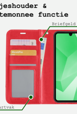 BASEY. Hoes Geschikt voor Samsung A16 Hoesje Bookcase Hoes Flip Case Book Cover Met 2x Screenprotector - Hoesje Geschikt voor Samsung Galaxy A16 Hoes Book Case Hoesje - Rood