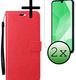 BASEY. BASEY. Samsung Galaxy A16 Hoesje Bookcase Met 2x Screenprotector - Rood
