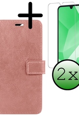 BASEY. Hoes Geschikt voor Samsung A16 Hoesje Bookcase Hoes Flip Case Book Cover Met 2x Screenprotector - Hoesje Geschikt voor Samsung Galaxy A16 Hoes Book Case Hoesje - Rosé goud