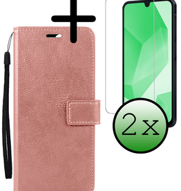 BASEY. BASEY. Samsung Galaxy A16 Hoesje Bookcase Met 2x Screenprotector - Rose Goud