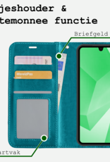 BASEY. Hoes Geschikt voor Samsung A16 Hoesje Bookcase Hoes Flip Case Book Cover Met 2x Screenprotector - Hoesje Geschikt voor Samsung Galaxy A16 Hoes Book Case Hoesje - Turquoise