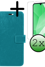 BASEY. Hoes Geschikt voor Samsung A16 Hoesje Bookcase Hoes Flip Case Book Cover Met 2x Screenprotector - Hoesje Geschikt voor Samsung Galaxy A16 Hoes Book Case Hoesje - Turquoise