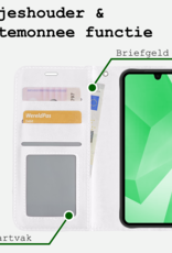 BASEY. Hoes Geschikt voor Samsung A16 Hoesje Bookcase Hoes Flip Case Book Cover Met 2x Screenprotector - Hoesje Geschikt voor Samsung Galaxy A16 Hoes Book Case Hoesje - Wit