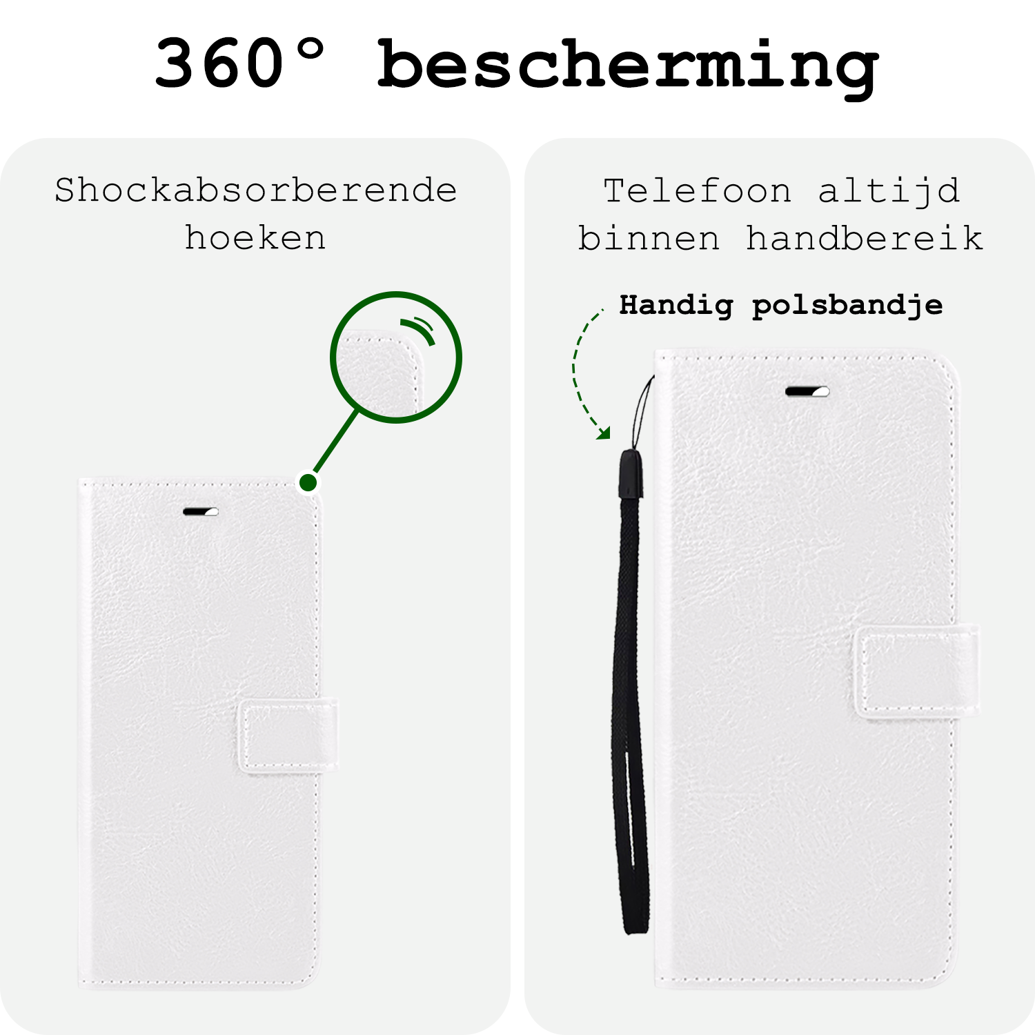 BASEY. Hoes Geschikt voor Samsung A16 Hoesje Bookcase Hoes Flip Case Book Cover Met 2x Screenprotector - Hoesje Geschikt voor Samsung Galaxy A16 Hoes Book Case Hoesje - Wit
