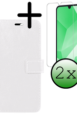 BASEY. Hoes Geschikt voor Samsung A16 Hoesje Bookcase Hoes Flip Case Book Cover Met 2x Screenprotector - Hoesje Geschikt voor Samsung Galaxy A16 Hoes Book Case Hoesje - Wit
