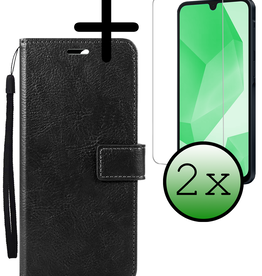 BASEY. BASEY. Samsung Galaxy A16 Hoesje Bookcase Met 2x Screenprotector - Zwart